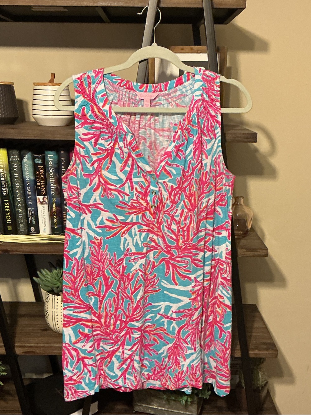 Lilly Pulitzer Essie Sleeveless Mini Dress in Turquoise and Pink Size L
